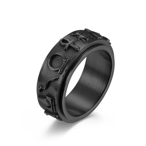 Bijoux hommes femmes : anneau tournant motif égyptien ancien fait main