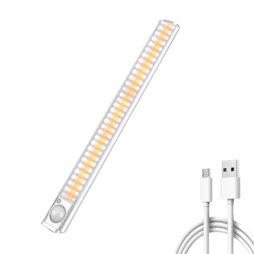Luz LED con Sensor de Movimiento, Inalámbrica y Recargable, Ideal para Interiores de Armario, Iluminación Nocturna y Más. Instalación Fácil con Imanes. 3 modos de iluminación y luz blanca y cálida.
