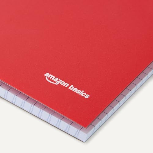 Image of Amazon Basics 4x4 Graph Ruled Spiral Notebook, Poly Cover, 100 Sheets, 9 inch x 11 inch, Coral, 3 pack