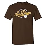 San Diego Baseball Vintage Men's Fan T-Shirt (Brown Shirt, L)