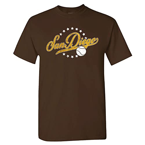 San Diego Baseball Vintage Mens Fan T-Shirt (Brown Shirt L)