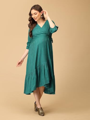 Image of The Mom Store Maternity and Nursing Wrap Dress for New Mom | Pre and Post Pregnancy Wear for Womens | Trendy Stylish Printed Friendly Dresses for Women | Comfortable