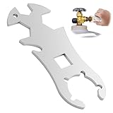 Vielseitiger Edelstahl Gasflaschenschlüssel mit Flaschenöffner, Robuster Multifunktionsschlüssel für 5 kg und 11 kg Gasflaschen, Ideal für Grill und Campingliebhaber, Rostfrei und Langlebig