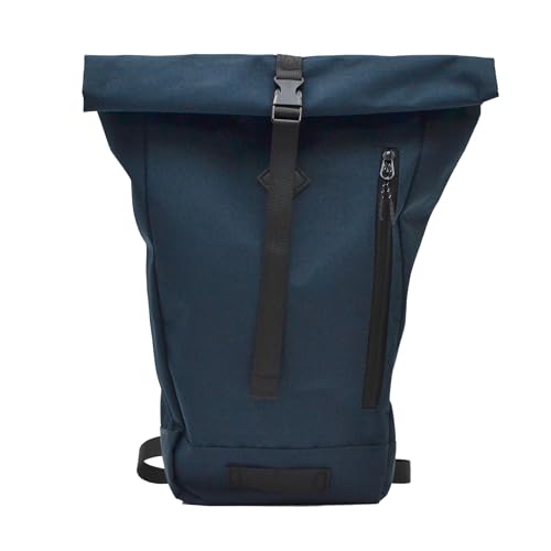 Nupouch Mochila Rolltop Azul Marinho - 38 X 25 X 9 Cm. Mochila Rolltop Pronta Aventuras, Em Poliéster Resistente À Água, com Capacidade de 7,5L, Compartimento Tablet, Zíper Traseiro e Bolso Externo