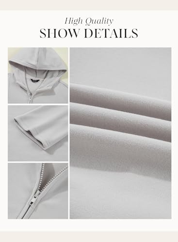 Dokotoo Sweatshirt for Women Long Sleeve Half Zip Womens Hoodies Fleece Early Fall Fashion Outfits Workout Sweatshirts Winter Jackets Warm Oversized Casual Hooded Tops Clothes 2025 Grey Small