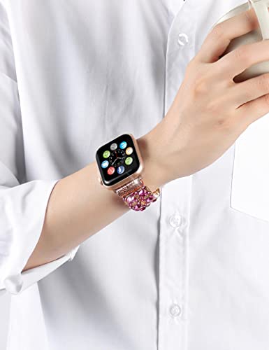 Ftwind Apple Watch Band Women Charm Compatible Iphone 38/44/42/40Mm Beaded Bling Diamond Fashion Jewelry Designer Replacement Iwatch Strap Series (38, Red) #TOP5
