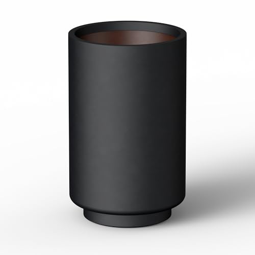 Kante Accent Round Tapered Black Concrete Planter 20.1" Tall, Outdoor