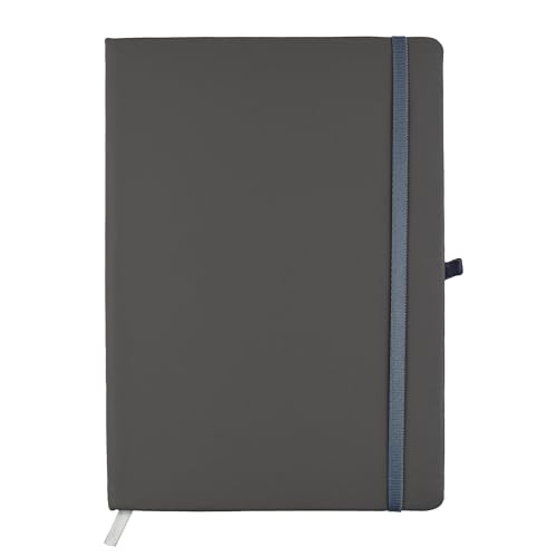 Image of Cubic Premium Hardbound A5 Diary | PU Leather Soft Touch | Grey Color | Elastic Closure | Built-in Bookmark | Pen Holder | Ideal for Work & Study | Elegant & Durable Design