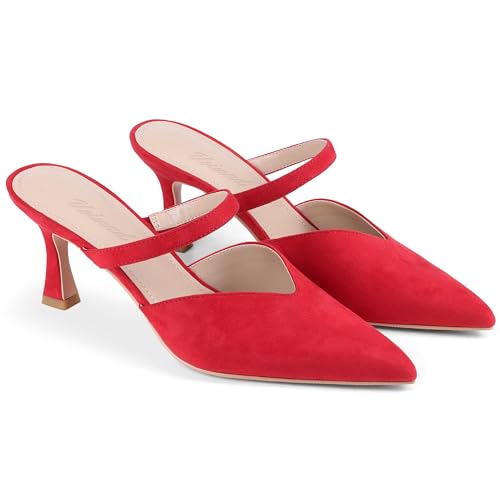 Image of USIMAD Women's Mesh High Heel Mules Pointy Toe Pumps Memory Foam Insole