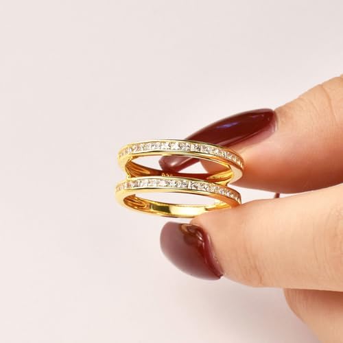 Wuziwen Vintage Princess Ring Enhancer for Women AAAAA CZ Wedding Band Set 925 Sterling Silver4