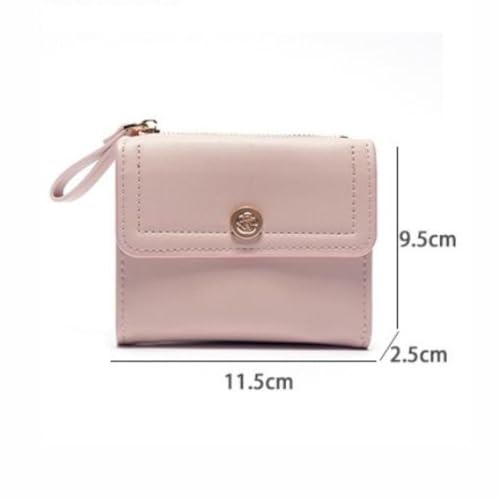 Money Bag Trifold Elegant Rose Button Card Holder Solid Color Short Wallet Women(black)2