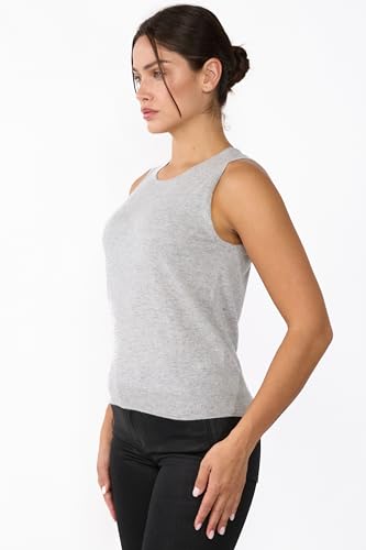 JENNIE LIU 100% Cashmere Tank Tops for Women | Sleeveless Crewneck Sweater Vest2