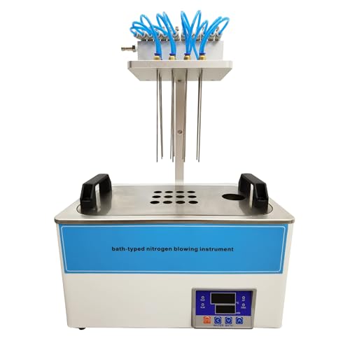 INTSUPERMAI Lab Sample Evaporator Sample Concentrator Nitrogen Evaporator Water Bath Nitrogen Blower 12-Gas-Needles Lab Analysing Equipment 110V