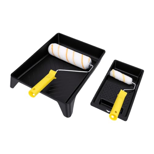 Zhjvihx Juego de Rodillos de Pintura, Rodillo de Microfibra de 9 Pulgadas y 4 Pulgadas con Bandejas de Pintura, Cinta para Pinceles, para Paredes, Techos, del Hogar, Caída de