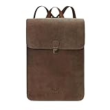 LUXEORIA Genuine Leather Backpack for Men and Women, Minimalistic Leather Backpack, Handmade Retro Style 15.6' Laptop Bag, Hiking Shoulder Daypack - Hunter Brown
