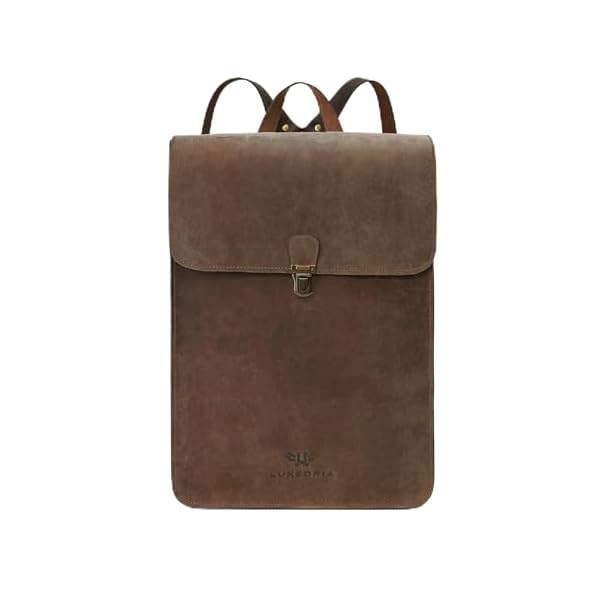 LUXEORIA-Genuine-Leather-Backpack-for-Men-and-Women-Minimalistic-Leather-Backpack-Handmade-Retro-Style-156-Laptop-Bag-Hiking-Shoulder-Daypack-Hunter-Brown LUXEORIA Genuine Leather Backpack for Men and Women, Minimalistic Leather Backpack, Handmade Retro Style 15.6" Laptop Bag, Hiking Shoulder Daypack - Hunter Brown