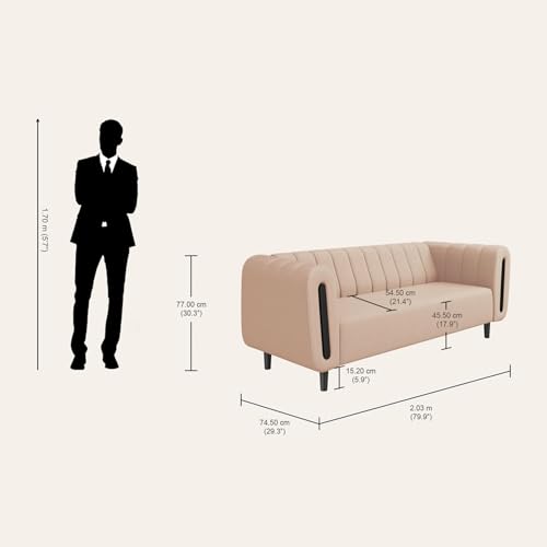 Image of Interio by Godrej Sofa Paramount 3 Seater Fabric Sofa for Living Room, 1-Year Warranty, Solid Wood, Beige