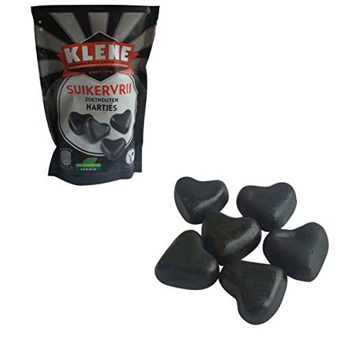 Dulces de regaliz bajos en carbohidratos | Klene | Corazones de regaliz sin azúcar | Peso total 105 gramos