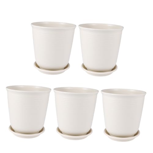 Gatuida 5stücke Blumentopf Aus Kunstharz Mit Abflussloch Bonsai-pflanzgefäß Sukkulenten-Topf Zuhause Gartendekoration Superkleine Beige