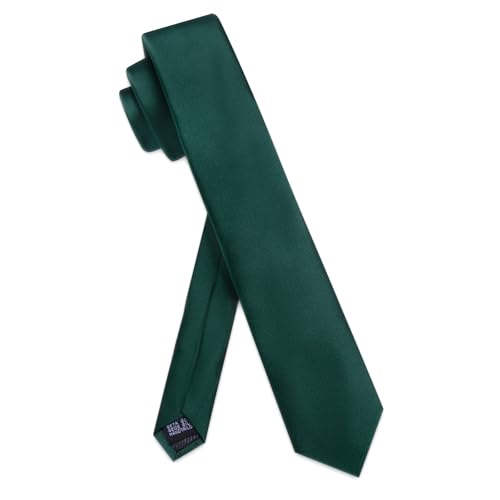 Image of YourTies Skinny Ties for Men Satin 2.4 inch Slim Necktie with Pocket Square Tie Clip Set Solid Color Wedding Party Business