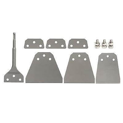 10PCS Floor Scraper with Set Screw and Gasket,Tile Removal Chisel Tool Ultra Thin Round Handle Heavy Duty,Wall Scraper Kit,Ideal for Electric Hammer Drill