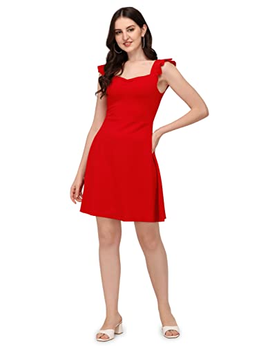 Image of Mehrang Fashion Western Dress || Stretchable Solid Sleeveles Frill Dress for Women || Western Dresses for Women || Dress for Women|| Summer Short Dresses for Women