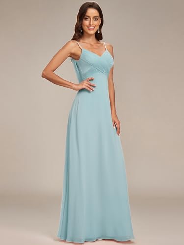 Image of Ever-Pretty Women's Summer Backless Spaghetti Strap Chiffon Bridesmaid Dresses Empire Waist Formal Wedding Guest Dress