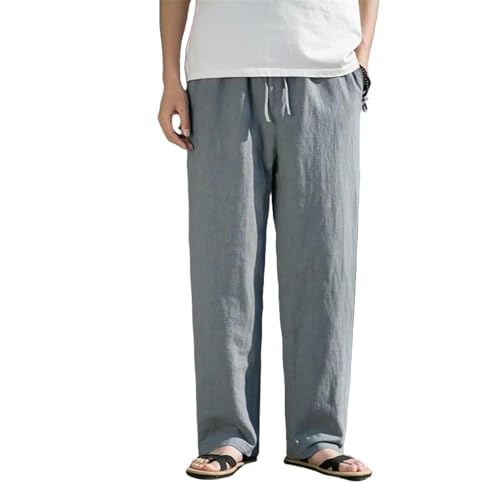 Pantalon coton et lin homme léger et respirant à jambe droite et ample