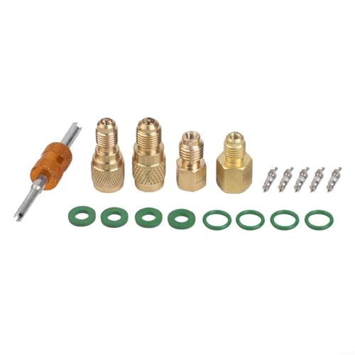 Zilimontt R410-R22 - Kit de adaptador de reparación de aire acondicionado para técnicos de HVAC, herramientas de conversión de CA de metal y plástico a prueba de fugas de 18 piezas compatibles con R22