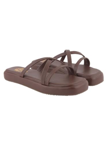 Image of Shoetopia Women's Flat Slide Sandals | Cushioned Comfort Cross Strap Slip-On Casual Slippers | Lightweight Everyday Fashion Footwear