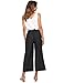 FANCYINN Womens 2 Piece Crop Pants Set V Neck Tank Wide Strap Tops High Waisted Cropped Paper Bag Pants with Belt Black XS