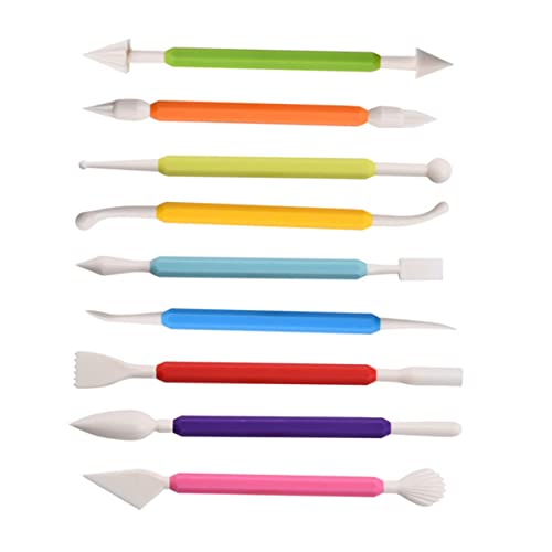 Mobestech Outils de Sculpture et Modelage pour Fondant 9 Pièces Kit Pâtisserie Multifonction Matériel Cuisson Cuisine Professionnelle et Loisirs Créatifs Couleur Aléatoire