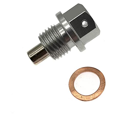 M14 x 1.5 Magnetic Aluminum Oil Drain Plug Sump Drain Nut Bolt with Copper Gasket Crush Washer Compatible with Most Fo-rd Hy-undai K-I-A and Accord CRV Civic Pilot Fit Odyssey Cover