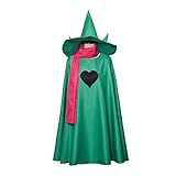 MelangCos Game Deltarune Ralsei Cloak Ralsei Cosplay Cape with Scarf and Hat for Halloween Christmas (Green, One Size)