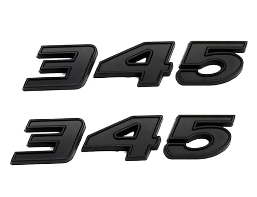 Image of Pair Set 345 Passenger & Driver Side Emblems 3D Badge Sticker Nameplates (Matte Black)