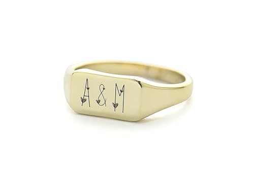 Bague à initiales de couple or 14k le bijou personnalisé sans allergie