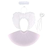 Angel and Devil Costumes for Girls Angle Costume for Kids Cosplay Halloween Feather Angle Wings Halo Headband Fairy Wand Christmas Dress Up Skirt Toddler Baby 1st Valentine's Day Cupid Outfit White -  IMEKIS