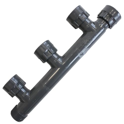 Rain 1zoll Verteiler PVC Ventilverteiler für Magnetventil Elektroventil PE Rohr Swivel Verschraubung Multi-T 2fach 3fach 4fach (Verteiler 3-fach)