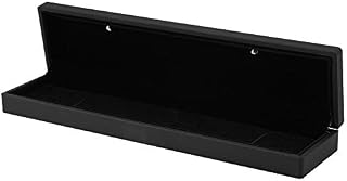 Voluxe 4 Types Black Jewelry Storage Box, LED Lighted Ring/Pendant/Bracelet/Necklace Jewelry Display Case Gift Storage Box, Emit White Light when you Open the Box(Necklace Box)
