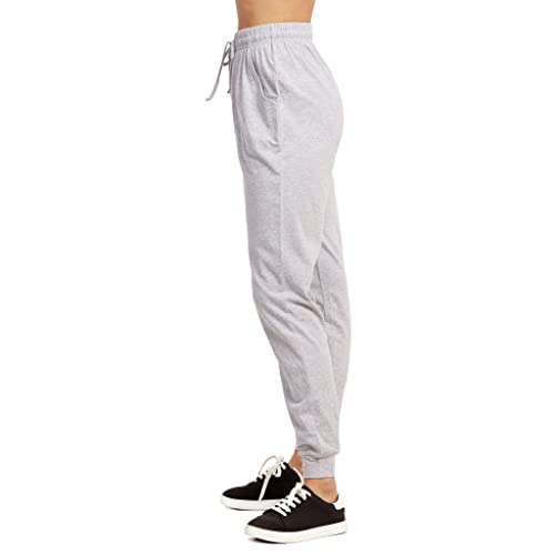Sofra Women's Jersey Cotton Jogger Pants With Side Pockets For Yoga Running Workout Heather Grey #TOP1