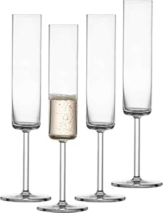 SCHOTT ZWIESEL Sektglas Modo (4er-Set), geradlinige Champagner Gläser mit Moussierpunkt, spülmaschinenfeste Tritan-Kristallgläser, Made in Germany (Art.-Nr. 119901)