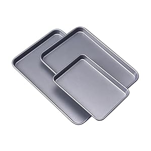 3 PCS Baking Sheet Bakeware Rectangular for Baking and Roasting Cake Bread Easy to Clean and Use Tool Biscuit Baking Pans