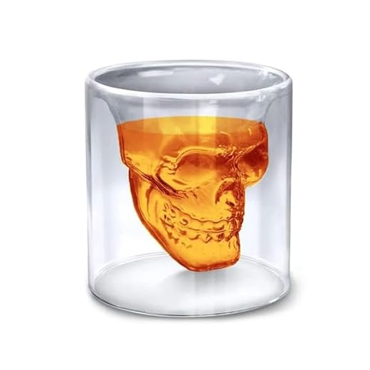 ERFGT Vasos de Whisky de Calavera, Vasos de Calavera de Cristal, Vasos de Doble Capa Calavera Cristal, Skull Vasos de Chupito para Fiestas y Festivales, para Vasos de Whisky Vodka (250ML)