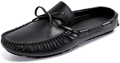 TOZOL Men's Mules Clog Leather Slip On Backless Loafers Fashion Slippers Soft Shoes Black | Image 1