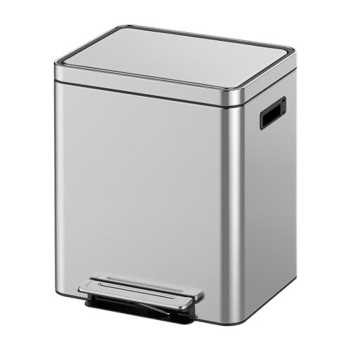 Bote de basura rectangular de acero inoxidable 36 L con pedal