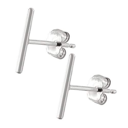 Automic Gold 14k White Gold Line Earrings, 10mm