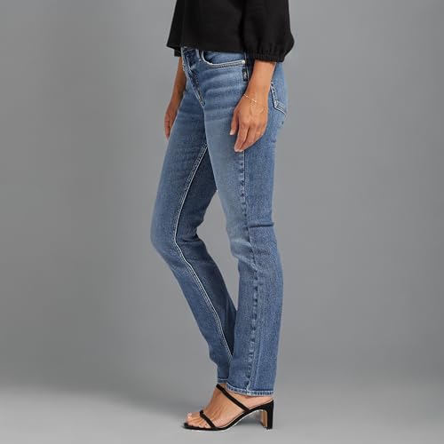 Silver Jeans Co. Women's Most Wanted Mid Rise Straight Leg Jeans-Legacy4