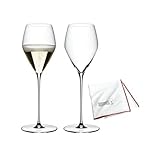 Riedel Veloce Champagne Wine Glasses (Set of 2) Bundle with Microfiber Polishing Cloth (2 Items)