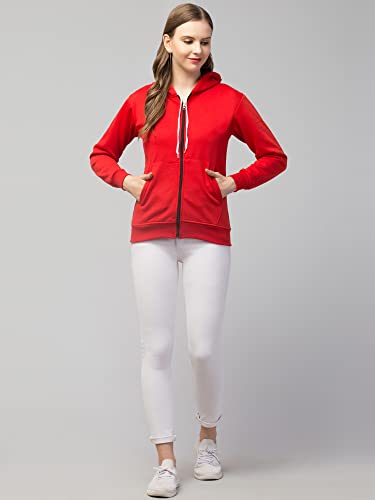 Image of Women's Solid Casual Zipper Cotton Relaxed Fit Sweatshirt for Winter