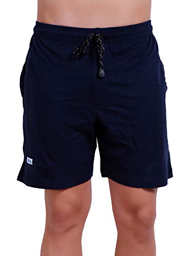 Image of T.T. Cotton Blend Shorts for Men | Regular Fit | Elasticated & Zipper | 2 Sided Pockets & 1 Back Pocket | Solid | Above Knee Length Bermuda Short | Ideal for Casual Outings